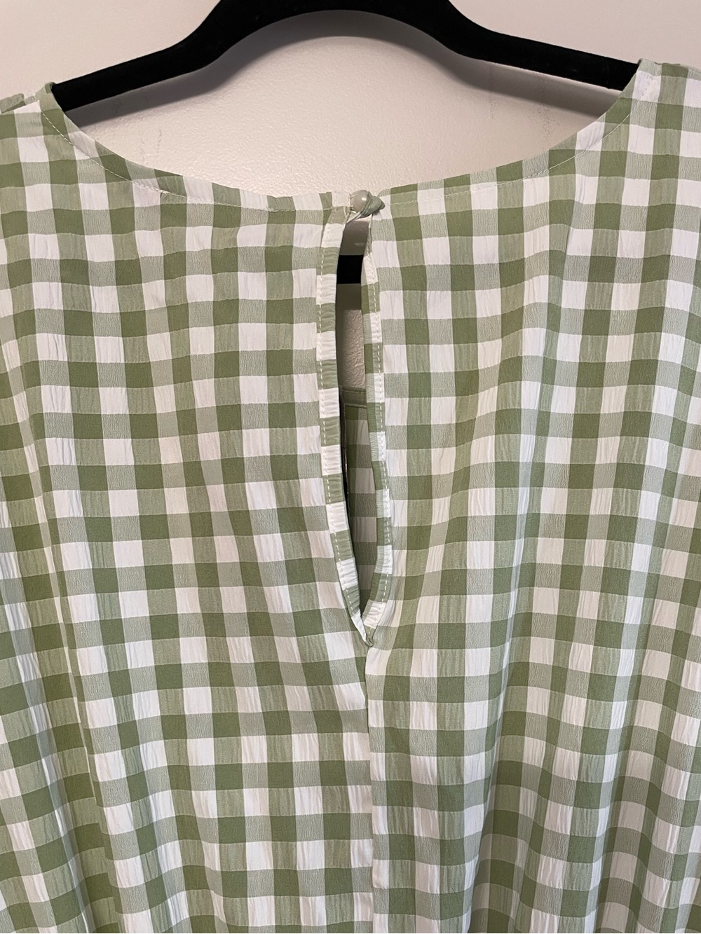 NWT PrettyLittleThing Sage Green Gingham Puff Sleeve Mini Dress - Picture 6 of 7